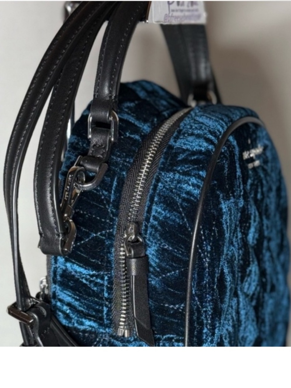 Kate Spade New York Briar Lane quilted crushed velvet mini convertible backpack - Picture 2 of 8